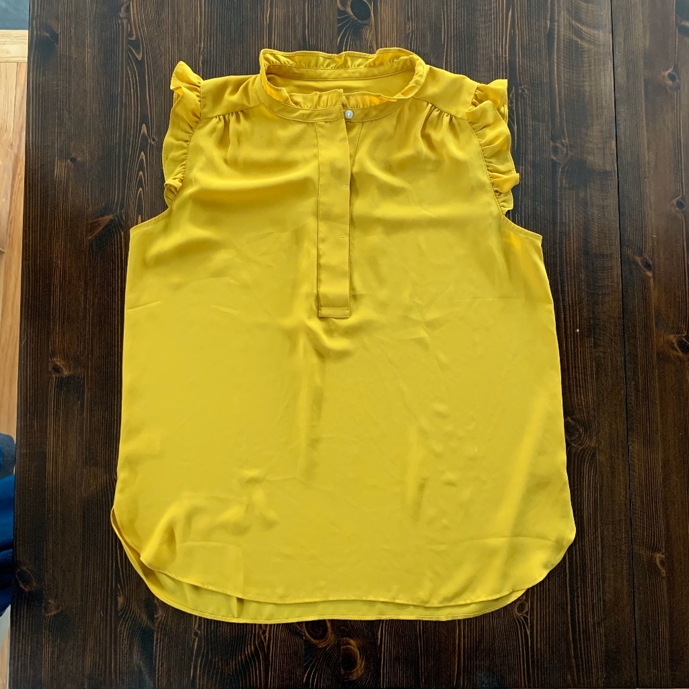 LOFT mustard Sleeveless Top with Ruffle detail